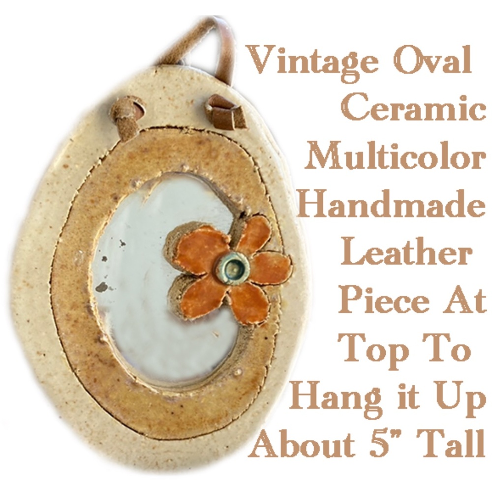 Handmade Vintage Ceramic in Oval Shape with Mirror on Inner Part (See Pics)-Mini